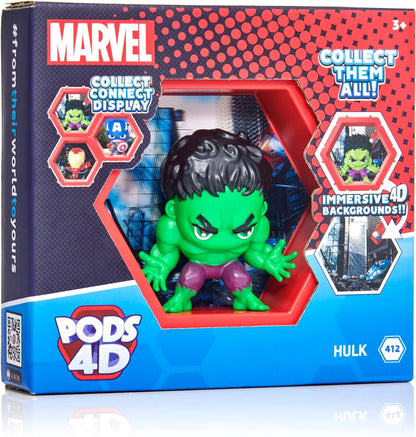 WOW! PODS 4D Marvel Hulk | Unique Connectable Collectable Bobble-head figure that Bursts from their World into Yours | Wall or Shelf Display | Marvel Toys and Gifts | Series 1 no. 412 4D Hulk