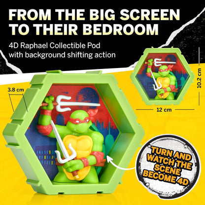 WOW! PODS - 4D Ninja Turtles Raphael, Unique Connectable Collectable Bobble-head figure that Bursts from their World into Yours, Wall or Shelf Display, Ninja Turtles Toys and Gifts, Series 1 no. 434