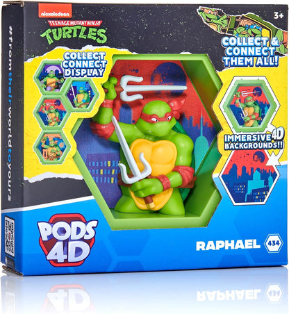 WOW! PODS - 4D Ninja Turtles Raphael, Unique Connectable Collectable Bobble-head figure that Bursts from their World into Yours, Wall or Shelf Display, Ninja Turtles Toys and Gifts, Series 1 no. 434