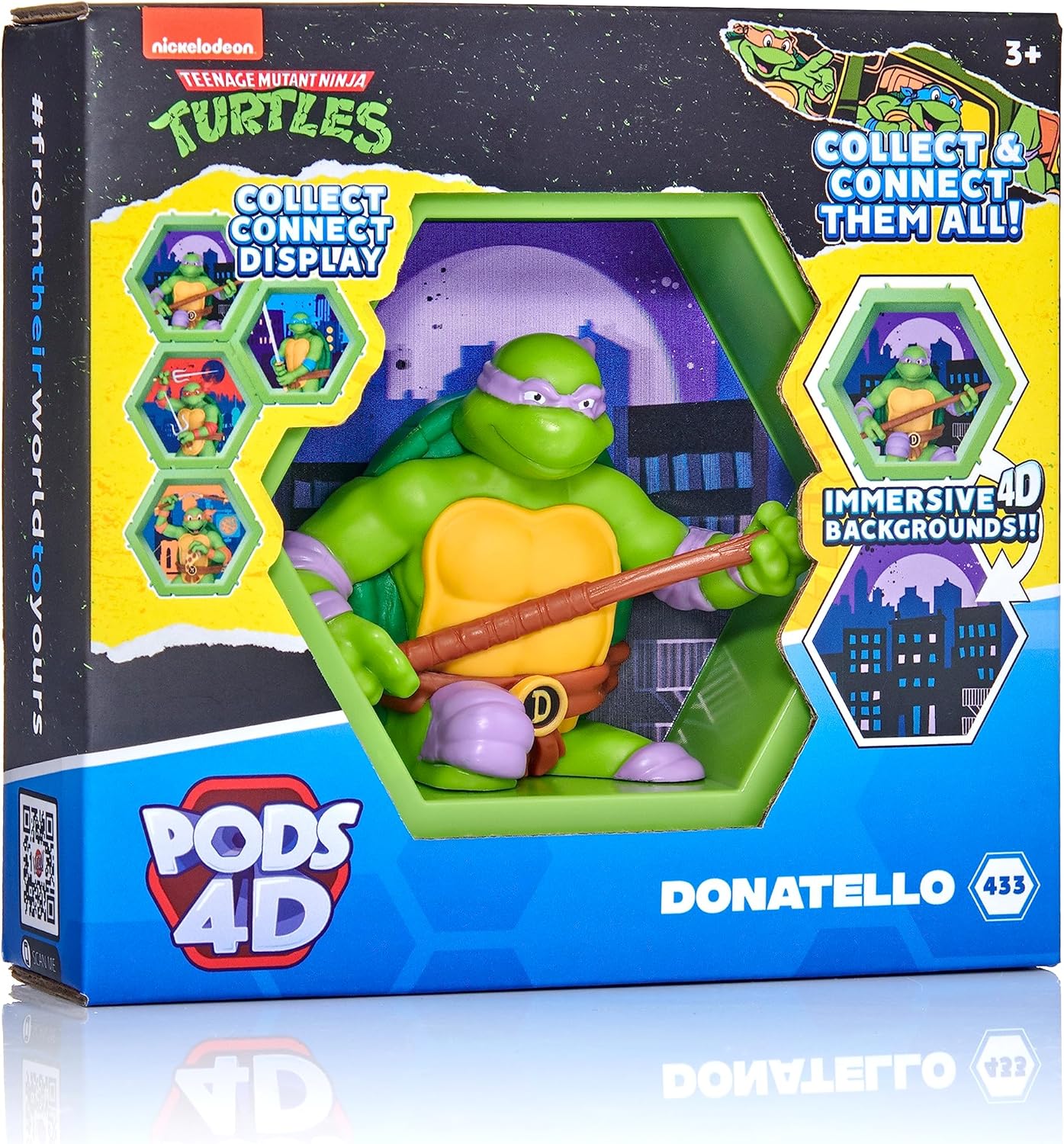 WOW! PODS - 4D Ninja Turtles Donatello, Unique Connectable Collectable Bobble-head figure that Bursts from their World into Yours, Wall or Shelf Display, Ninja Turtles Toys and Gifts, Series 1 no. 433