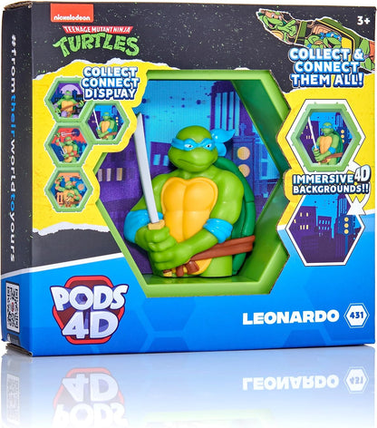 WOW! PODS - 4D Ninja Turtles Leonardo, Unique Connectable Collectable Bobble-head figure that Bursts from their World into Yours, Wall or Shelf Display, Ninja Turtles Toys and Gifts, Series 1 no. 431 4D Leonardo