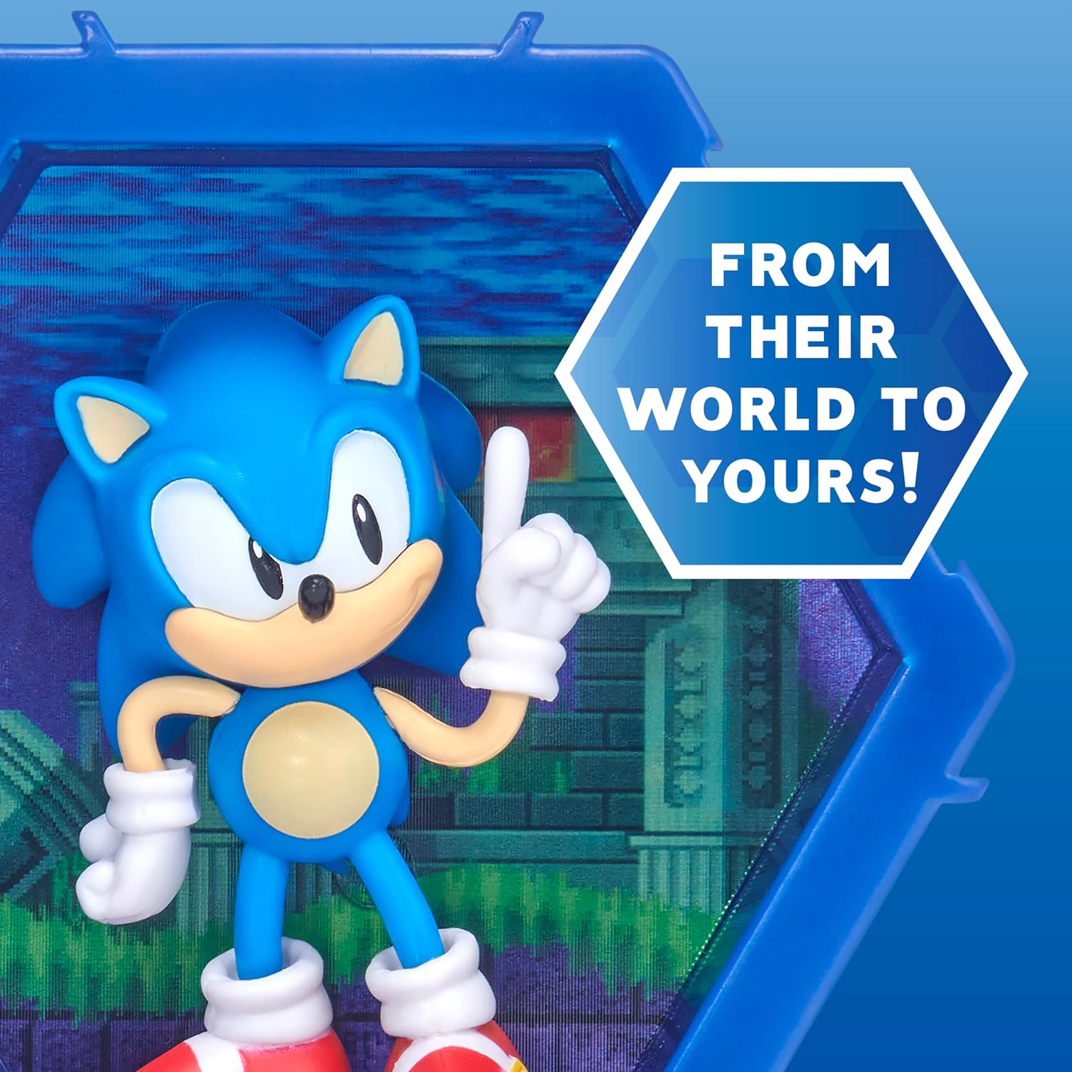 WOW! PODS 4D Classic Sonic | Unique Connectable Collectable Bobble-head figure that Bursts from their World into Yours | Wall or Shelf Display | Sonic Toys and Gifts | Series 1 no. 483