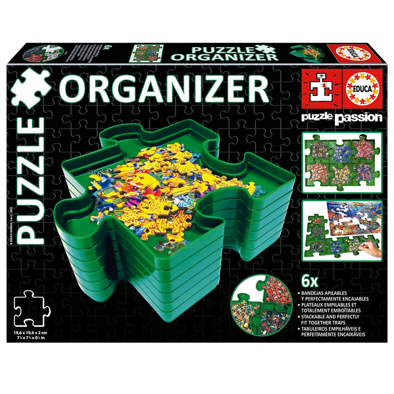 Educa - Organizer | Clasificador de Piezas Puzzle | Accesorio para Puzzles | Seis bandejas Apilables para organizar Las Piezas (19577