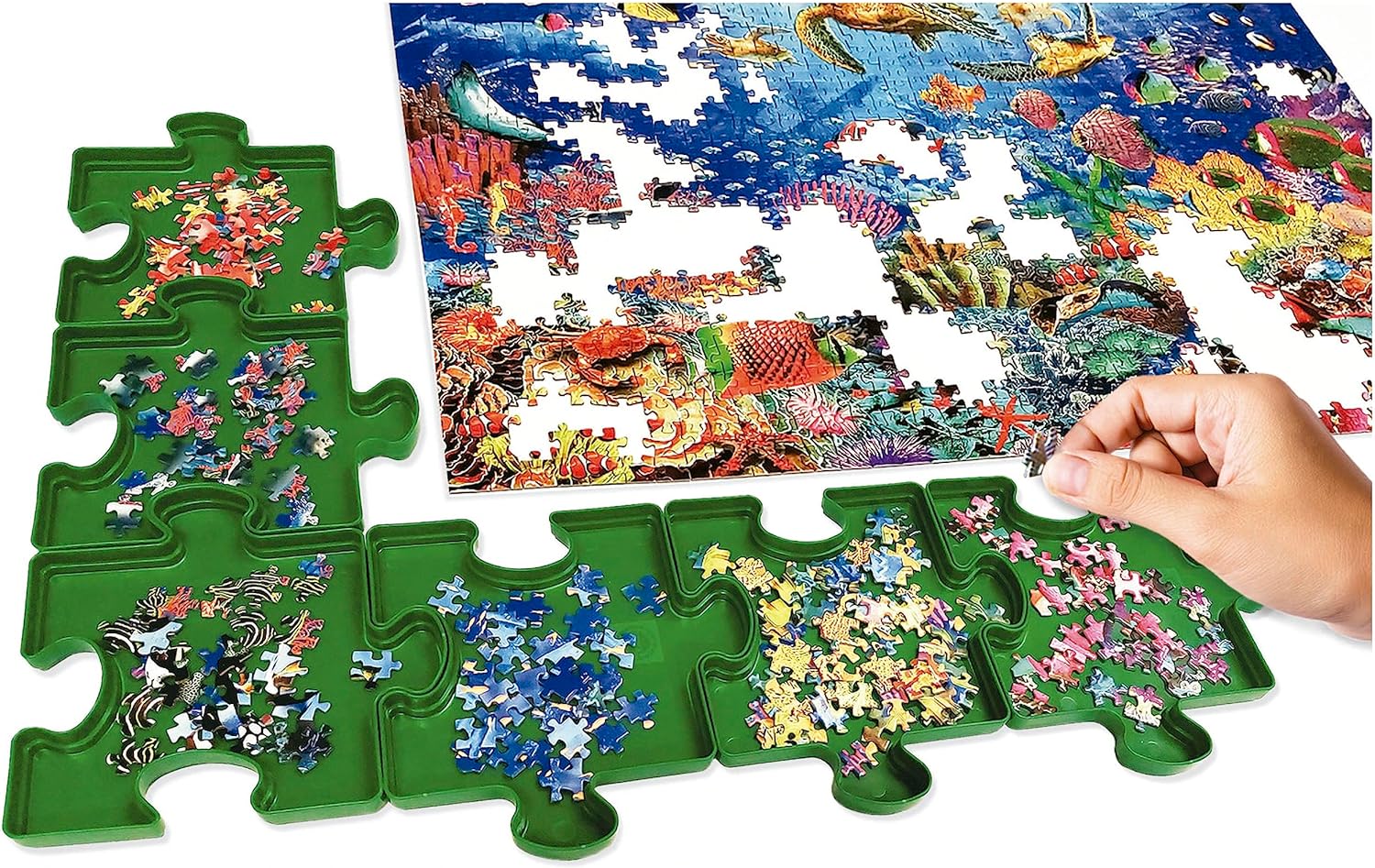 Educa - Organizer | Clasificador de Piezas Puzzle | Accesorio para Puzzles | Seis bandejas Apilables para organizar Las Piezas (19577