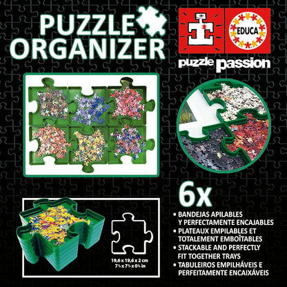 Educa - Organizer | Clasificador de Piezas Puzzle | Accesorio para Puzzles | Seis bandejas Apilables para organizar Las Piezas (19577