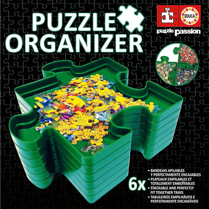 Educa - Organizer | Clasificador de Piezas Puzzle | Accesorio para Puzzles | Seis bandejas Apilables para organizar Las Piezas (19577