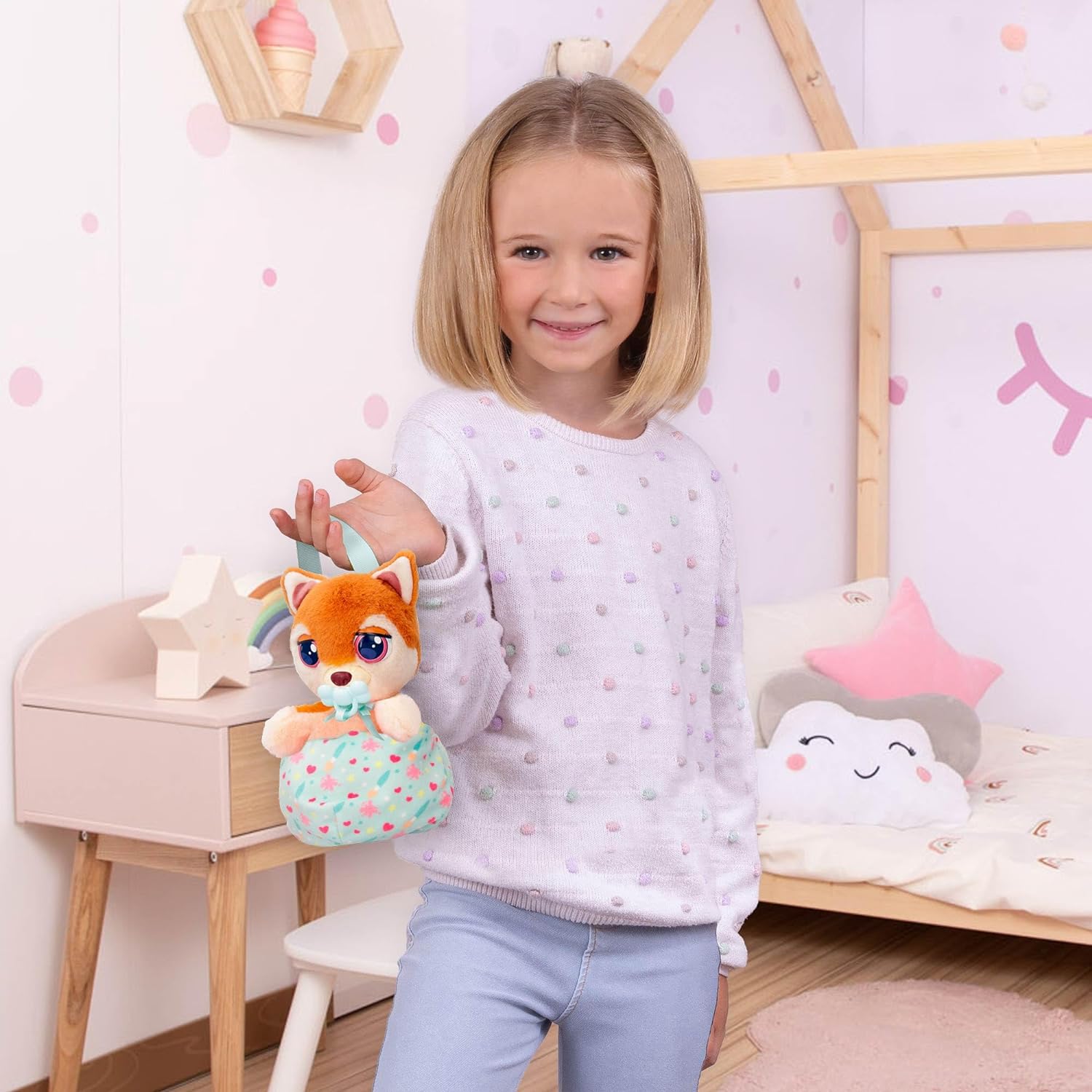 BABY PAWS Minis Shiba Inu Interactive Plush Carriable Puppy That Includes a Bag Inside Of It And Has Sounds Kids Age 3+ and up