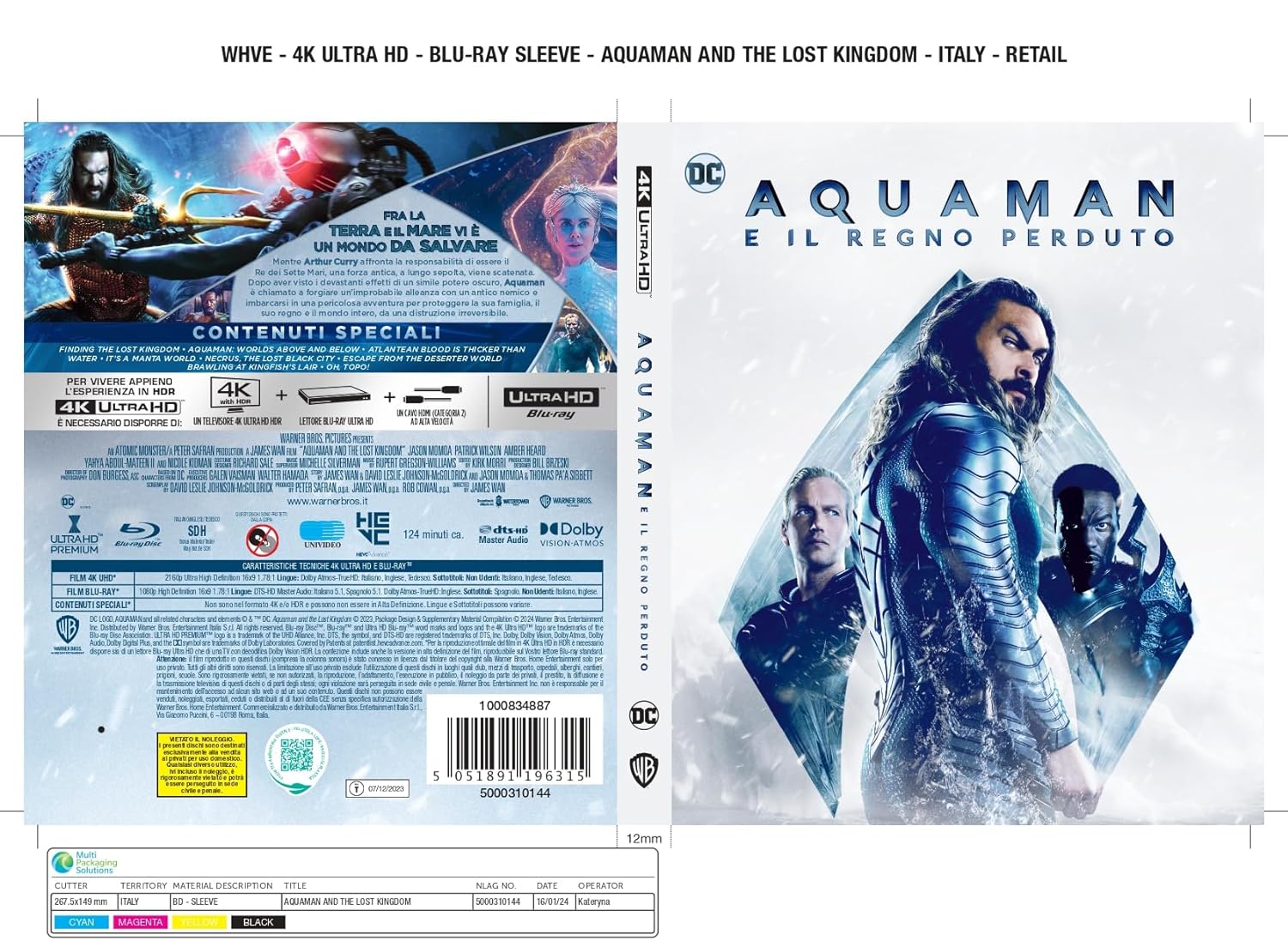 AQUAMAN E IL REGNO PERDUTO STEELBOOK 1 (4K Ultra HD + Blu-ray)