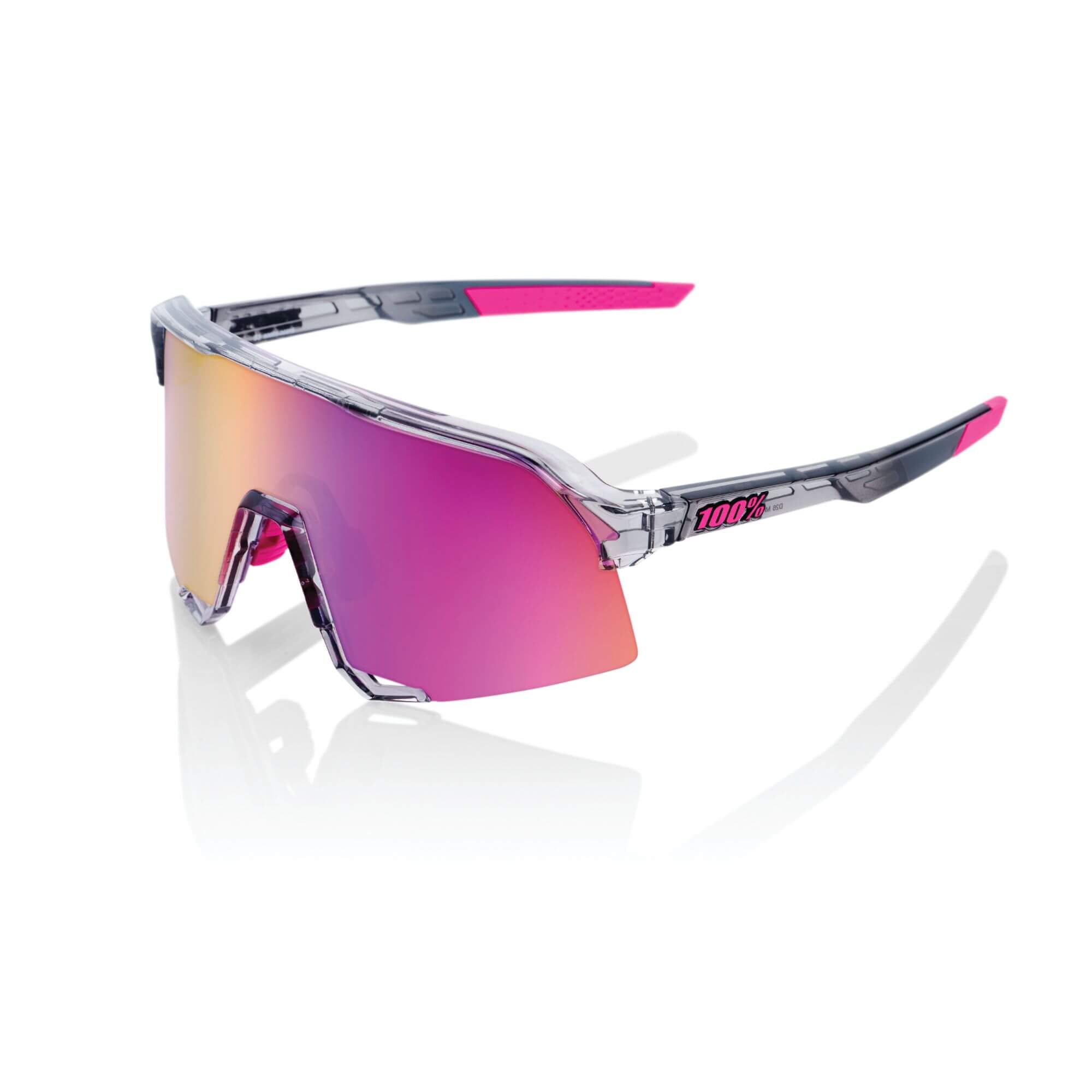 100% S3 Glasses - Polished Translucent Grey / Purple Multilayer Mirror Lens