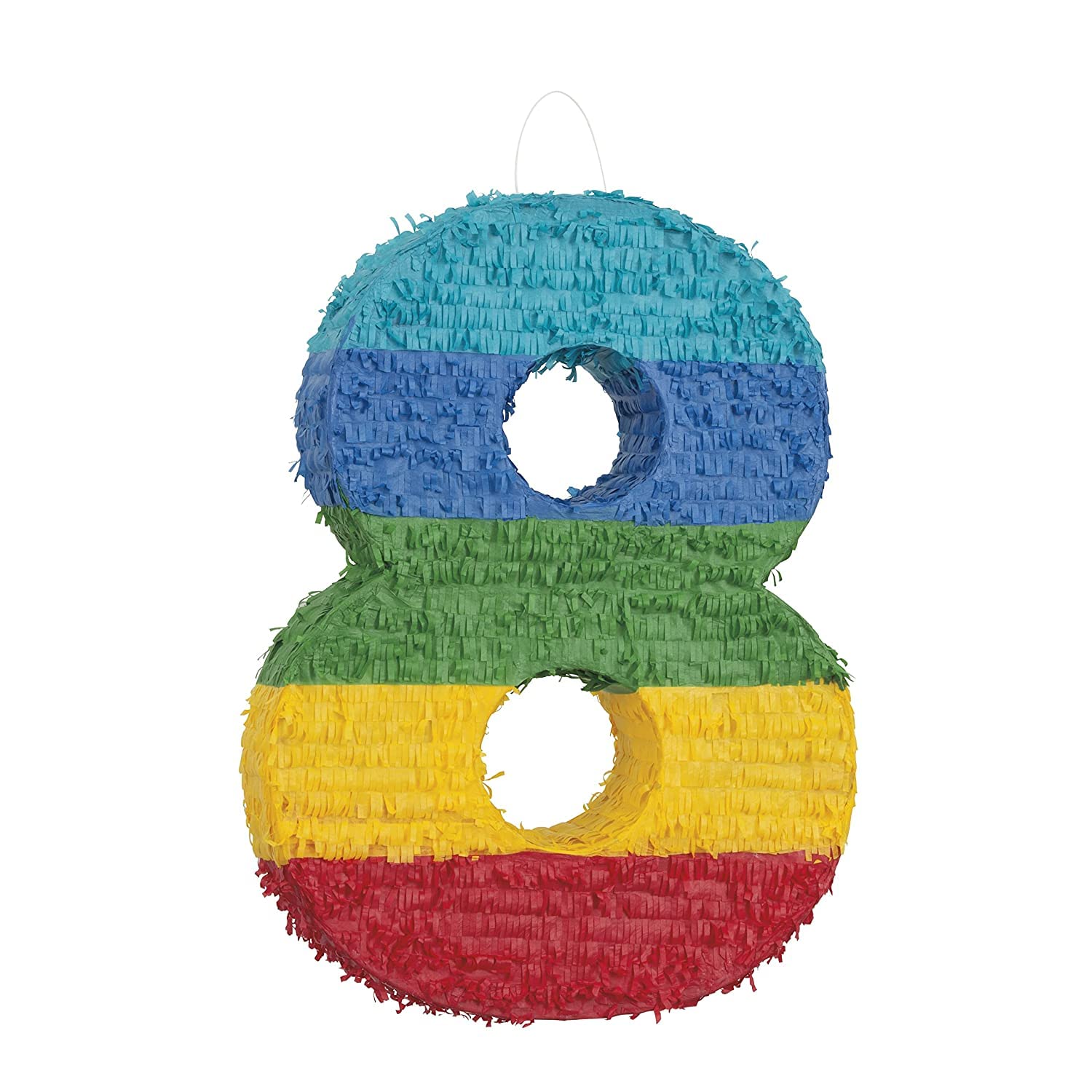 Number 8 Pinata (37cm x 53cm) - Vibrant Multicolor Party Essential - Perfect for Kids Birthday Celebrations & Festivities - 1 Pc