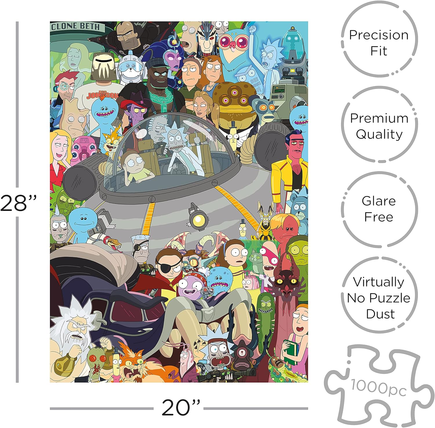 AQUARIUS Rompecabezas de Rick and Morty Cast (Rompecabezas de 1000 Piezas), sin deslumbramiento, Ajuste de precisión, prácticamente sin Polvo de Rompecabezas, mercancía y coleccionables con Licencia