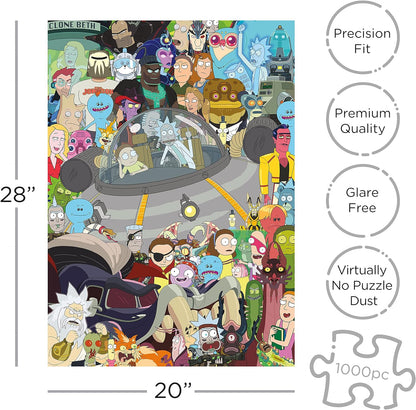 AQUARIUS Rompecabezas de Rick and Morty Cast (Rompecabezas de 1000 Piezas), sin deslumbramiento, Ajuste de precisión, prácticamente sin Polvo de Rompecabezas, mercancía y coleccionables con Licencia