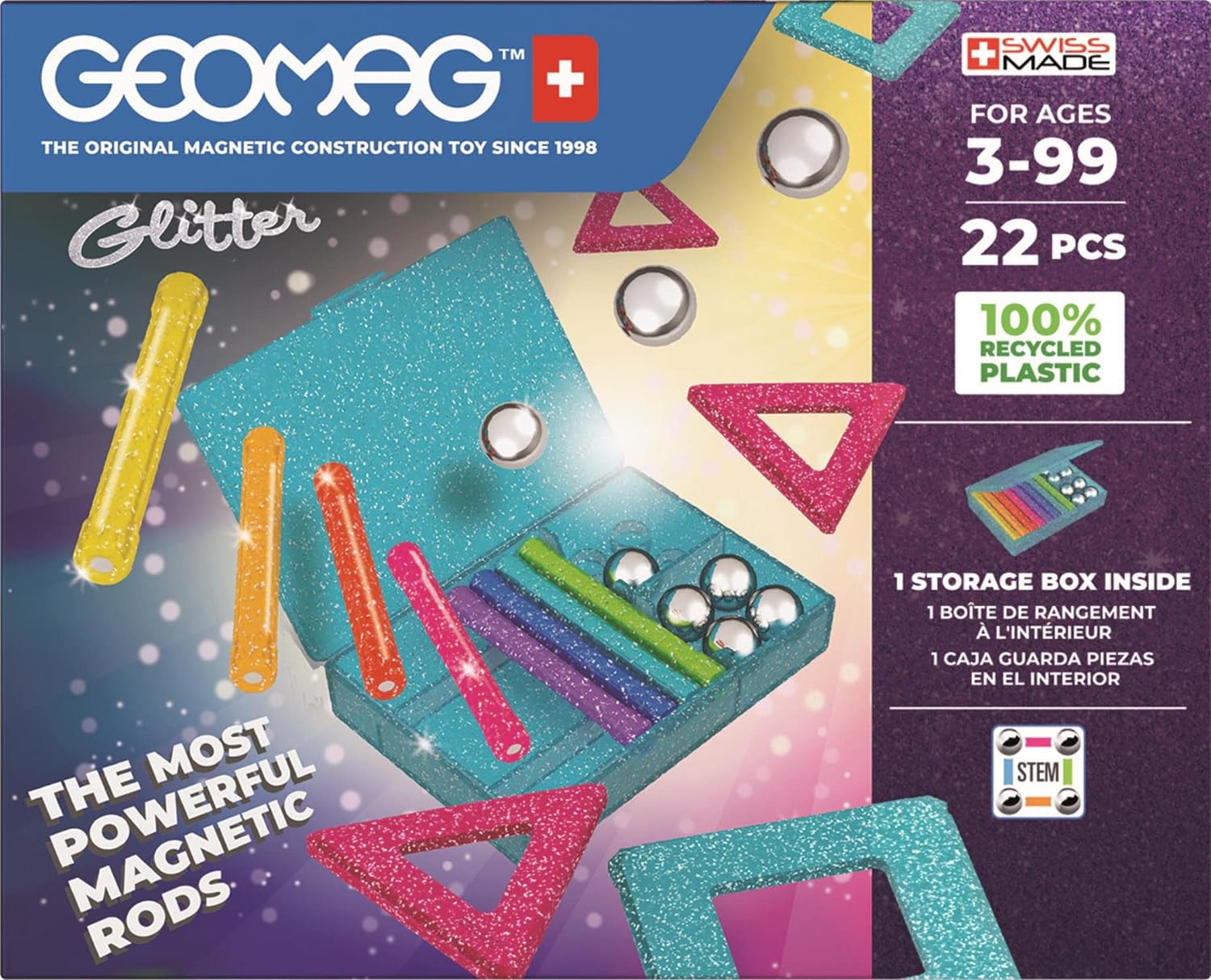 GEOMAG - Glitter Panels Recycled, 534, White