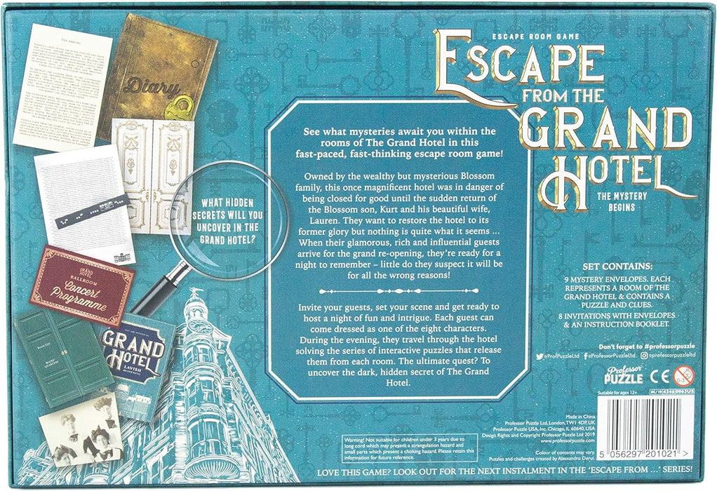 Professor Puzzle | Escape from Grand Hotel | Puzzle | Ages 12+ | 2+ Players