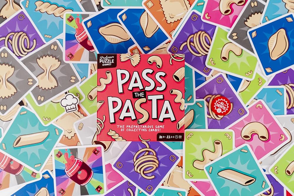 Professor PUZZLE Pass The Pasta Games - Family board game of strategy and shape collection. - Perfect for Family Games Night.