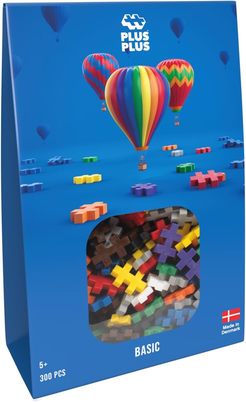 Plus-Plus - 300 Piece - Basic Color Mix, Kids Construction Toys, Building Blocks Toy, Creative Learning Resources and STEM Play for Home and Travel - Girls and Boys Toys Age 5