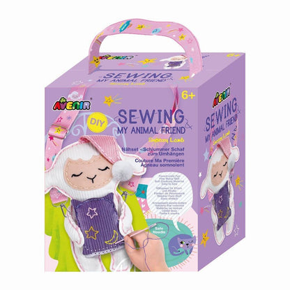 Avenir 6301818 DIY naaiset, knuffeldier, snooze-schaap, schouderdier, knutselset voor kinderen, creatieve set, vanaf 6 jaar