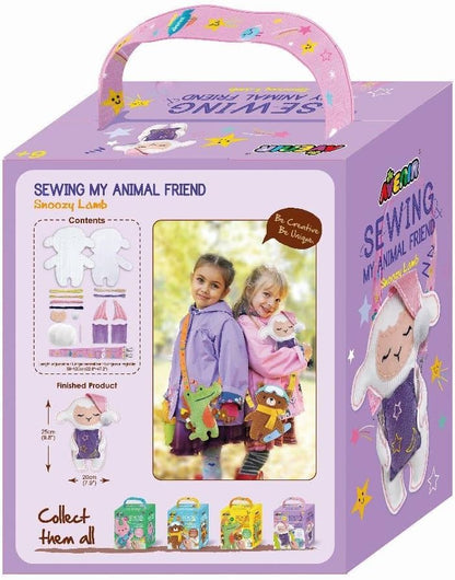 Avenir 6301818 DIY naaiset, knuffeldier, snooze-schaap, schouderdier, knutselset voor kinderen, creatieve set, vanaf 6 jaar