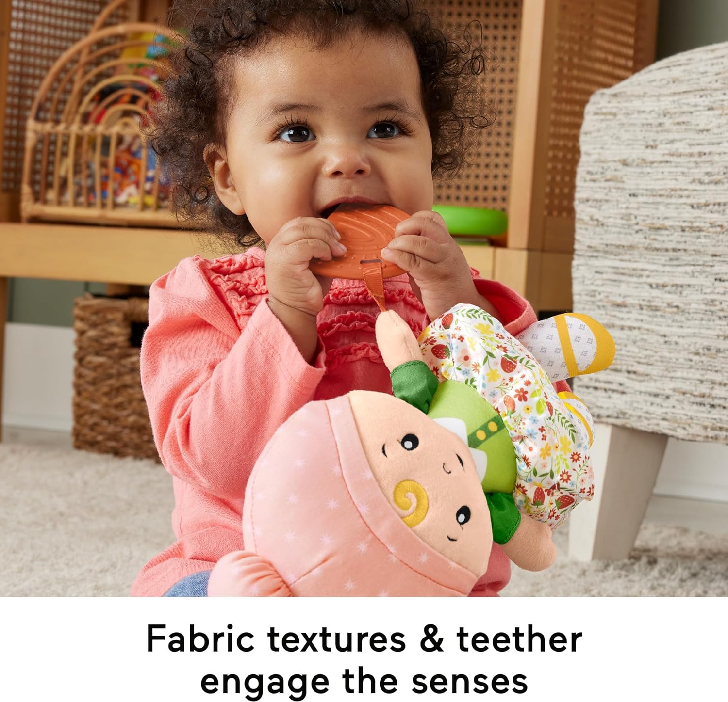Fisher-Price Baby Sensory Toy Cuddle & Chime First Babydoll for Infants Ages 6+ Months, Each Sold Separately, HXK44