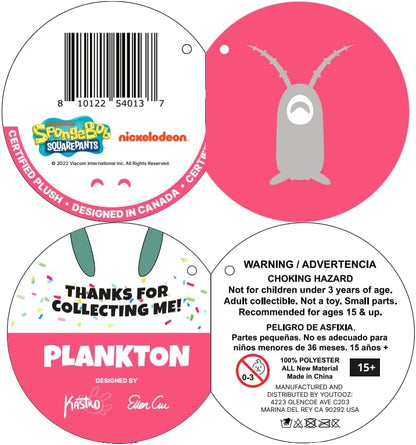 Youtooz Plankton Sitting Plush 9" Inch, Spongebob Official Licensed Plankton Stuffed Plushie, Plankton The Chum Bucket from Spongebob Squarepants