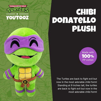 Youtooz Chibi Donatello Plush 9in, Soft Stuffed TMNT Donatello Plush from Teenage Mutant Ninja Turtles by Youtooz Teenage Mutant Ninja Turtles Collection
