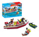 PLAYMOBIL Action Heroes 71464 Feuerwehrboot mit Aqua Scooter, aufregende Wasserrettung, inklusive Taucherbrille, Schwimmflossen und Rettungsweste, realitätsnahes Spielzeug für Kinder ab 4 Jahren