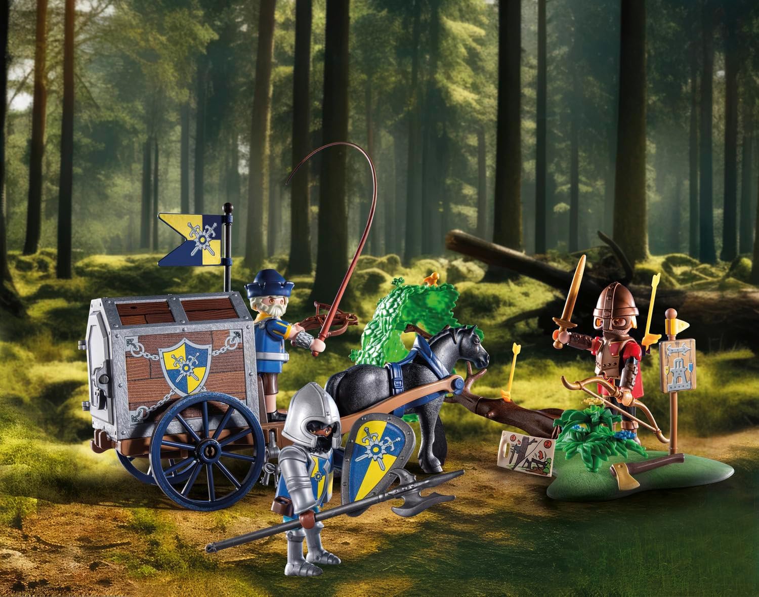 PLAYMOBIL 71484 Knights of Novelmore: Transport Robbery, dangerous battle for the gold, Novelmore Knights vs. Burnham Raiders, fun imaginative role-play, knight play sets suitable for children ages 4+