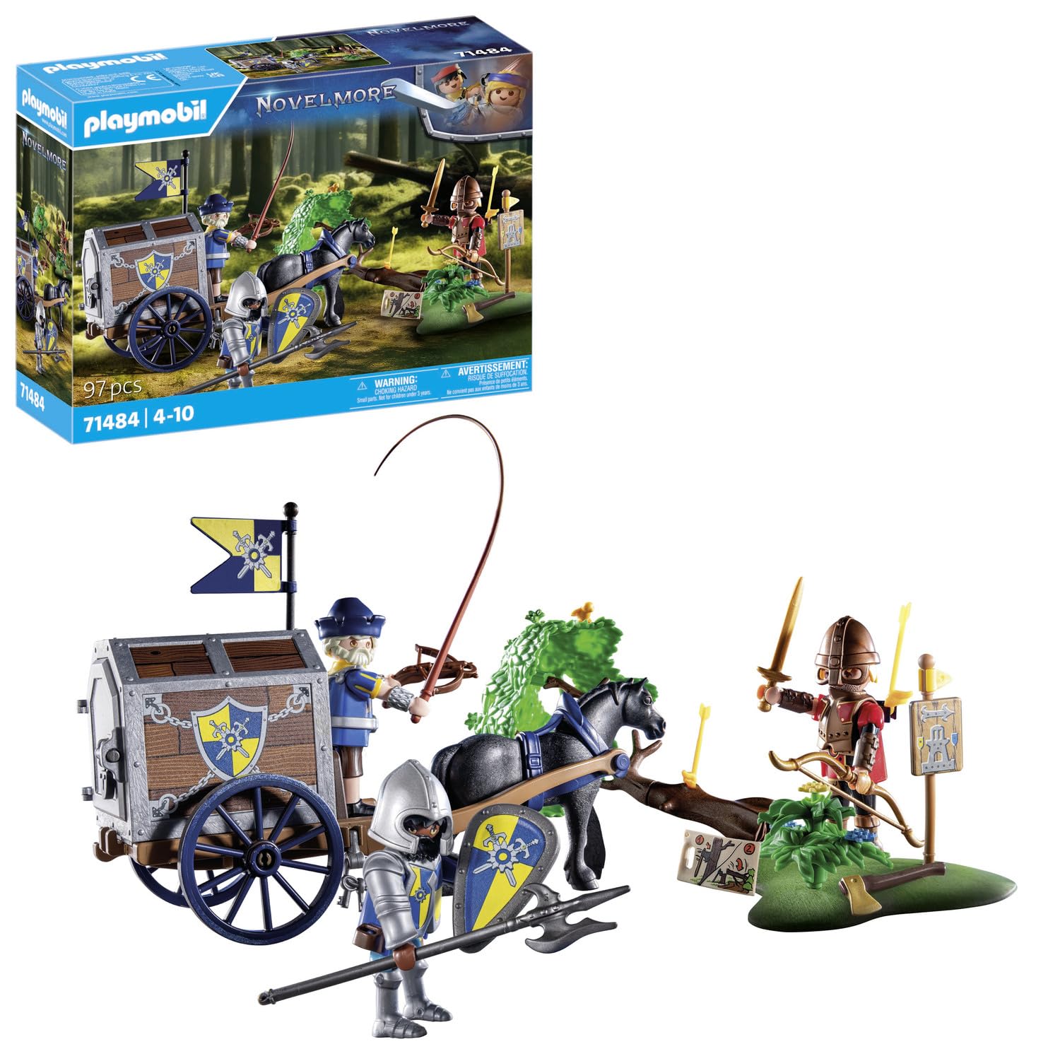 PLAYMOBIL 71484 Knights of Novelmore: Transport Robbery, dangerous battle for the gold, Novelmore Knights vs. Burnham Raiders, fun imaginative role-play, knight play sets suitable for children ages 4+