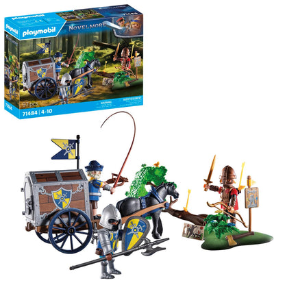 PLAYMOBIL 71484 Knights of Novelmore: Transport Robbery, dangerous battle for the gold, Novelmore Knights vs. Burnham Raiders, fun imaginative role-play, knight play sets suitable for children ages 4+