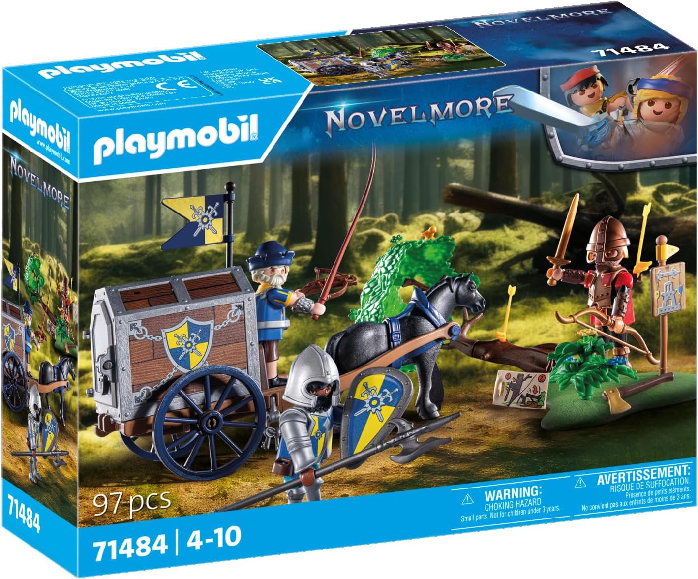PLAYMOBIL 71484 Knights of Novelmore: Transport Robbery, dangerous battle for the gold, Novelmore Knights vs. Burnham Raiders, fun imaginative role-play, knight play sets suitable for children ages 4+