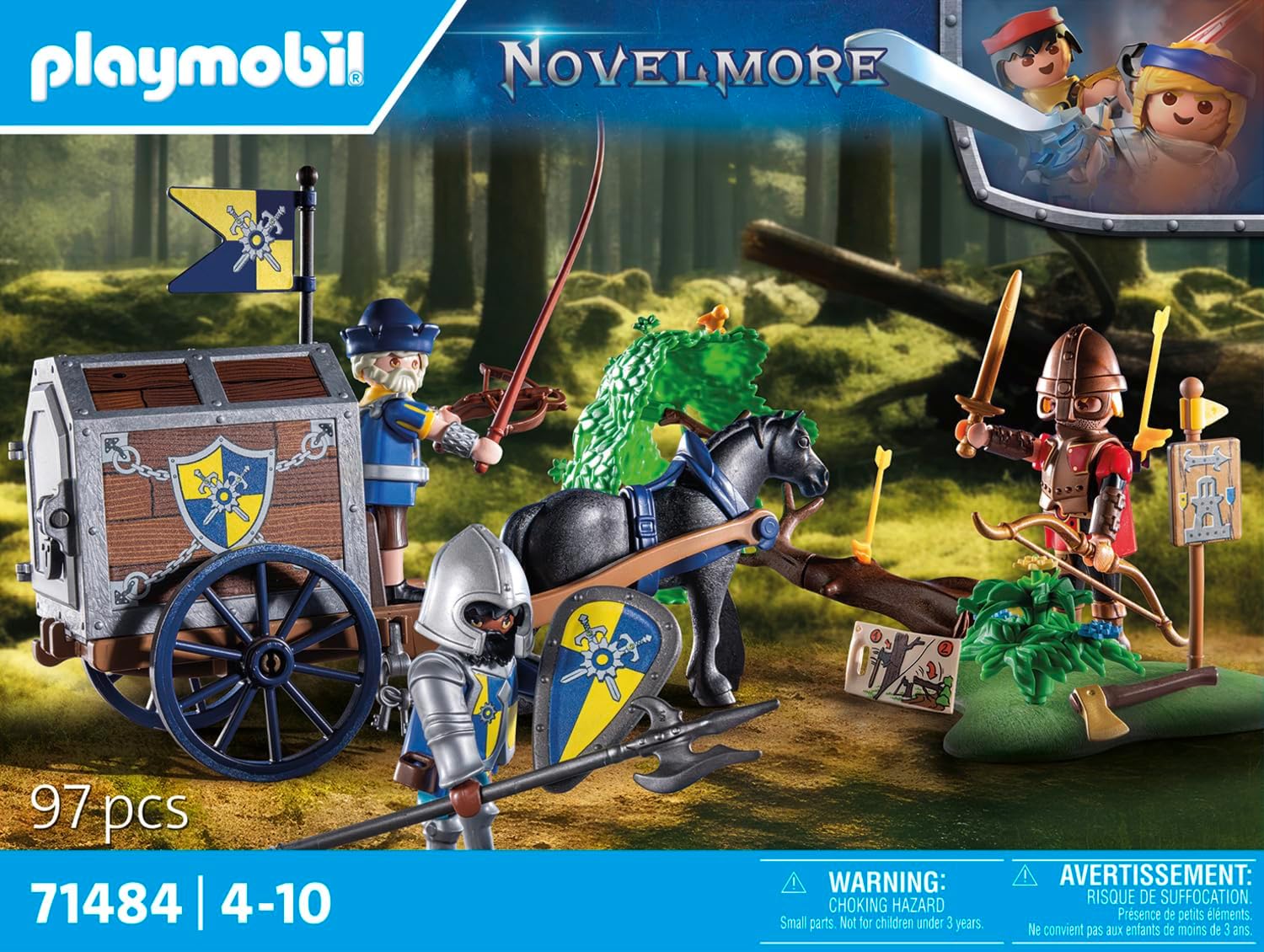 PLAYMOBIL 71484 Knights of Novelmore: Transport Robbery, dangerous battle for the gold, Novelmore Knights vs. Burnham Raiders, fun imaginative role-play, knight play sets suitable for children ages 4+