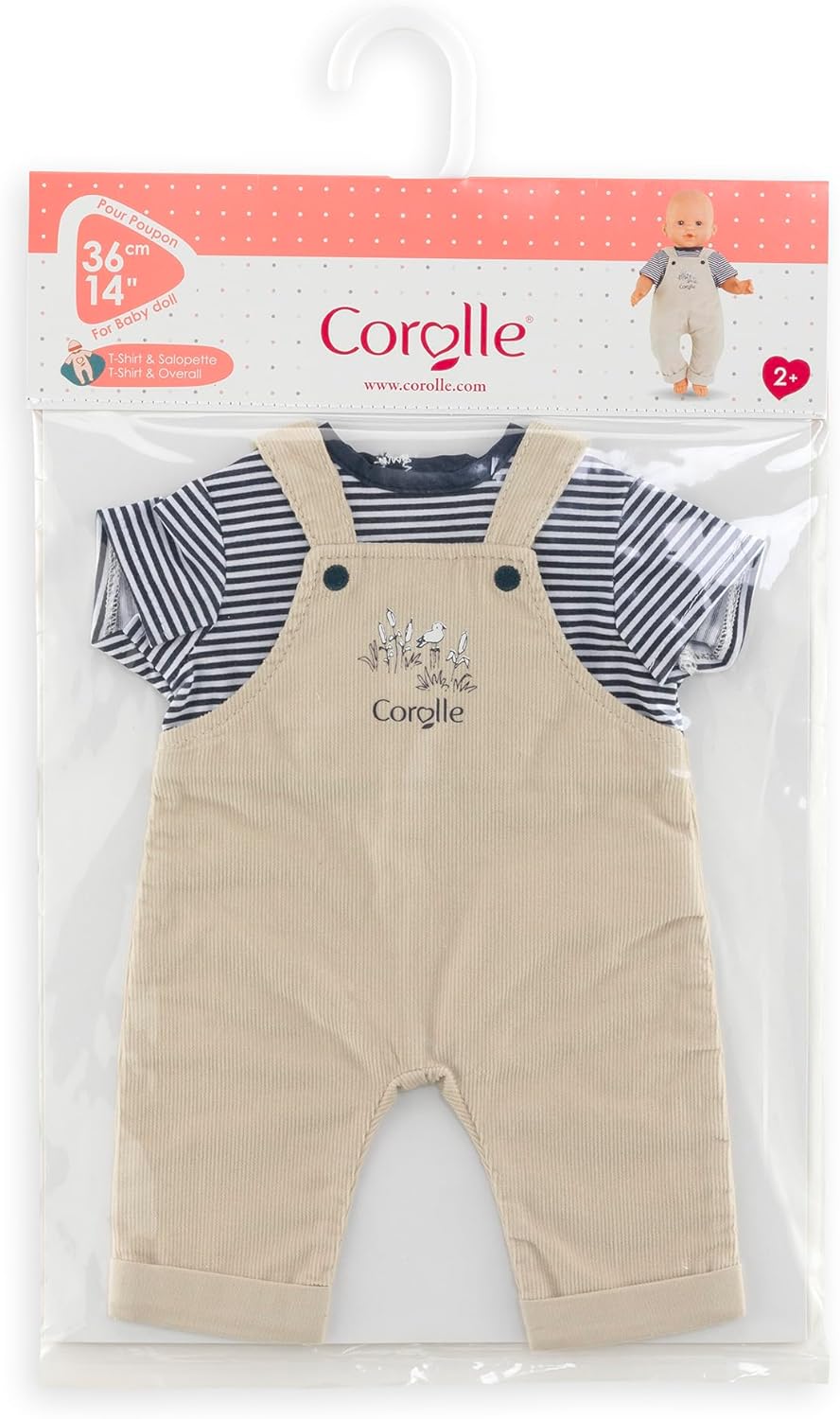 Corolle - Corolle Mon Grand Poupon Tuinbroek Ecru en T-shirt 36cm
