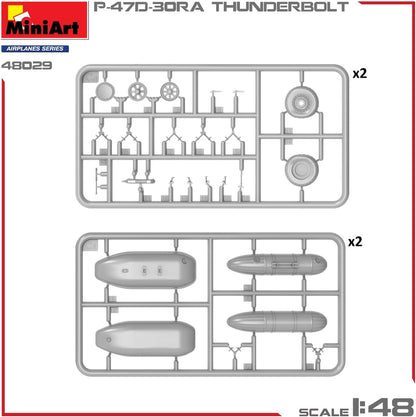 Mini Art 48029 1:48 P-47D-30RA Thunderbolt ADV.Kit - originalgetreue Nachbildung, Modellbau, Plastik Bausatz, Basteln, Hobby, Kleben, Modellbausatz, Zusammenbauen, unlackiert