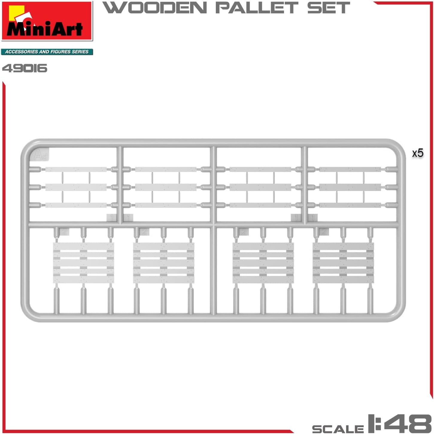 Mini Art 49016 1:48 Holzpaletten Set (20) - originalgetreue Nachbildung, Modellbau, Plastik Bausatz, Basteln, Hobby, Kleben, Modellbausatz, Zusammenbauen, unlackiert
