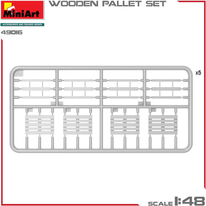 Mini Art 49016 1:48 Holzpaletten Set (20) - originalgetreue Nachbildung, Modellbau, Plastik Bausatz, Basteln, Hobby, Kleben, Modellbausatz, Zusammenbauen, unlackiert