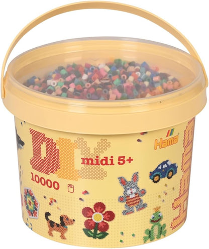 Hama Midi Beads Bucket | Approx. 10.000 Fuse Beads | Creative Mosaic Decoration Arts & Craft | Mosaic Decoration Arts & Craft for Creative Children Ages 5+ | Colour Mix 67