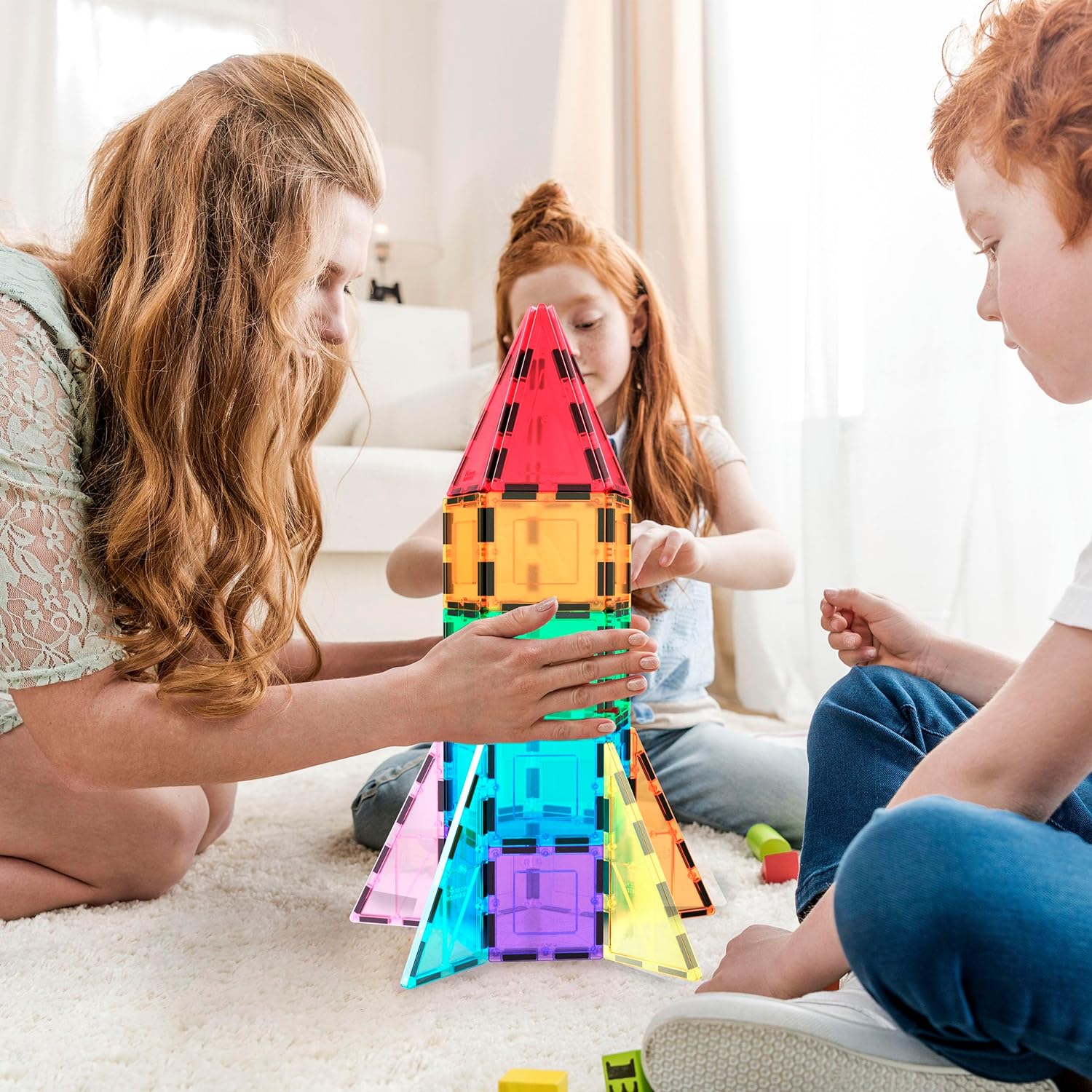 PicassoTiles 32 Piece Magnetic Building Block Rocket Booster Theme Set Magnet Construction Toy Educational Kit Engineering STEM Learning Playset Child Brain Development Stacking
