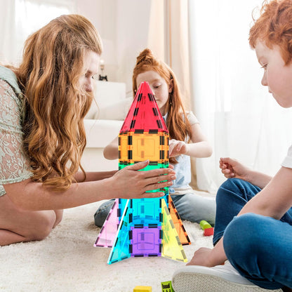 PicassoTiles 32 Piece Magnetic Building Block Rocket Booster Theme Set Magnet Construction Toy Educational Kit Engineering STEM Learning Playset Child Brain Development Stacking