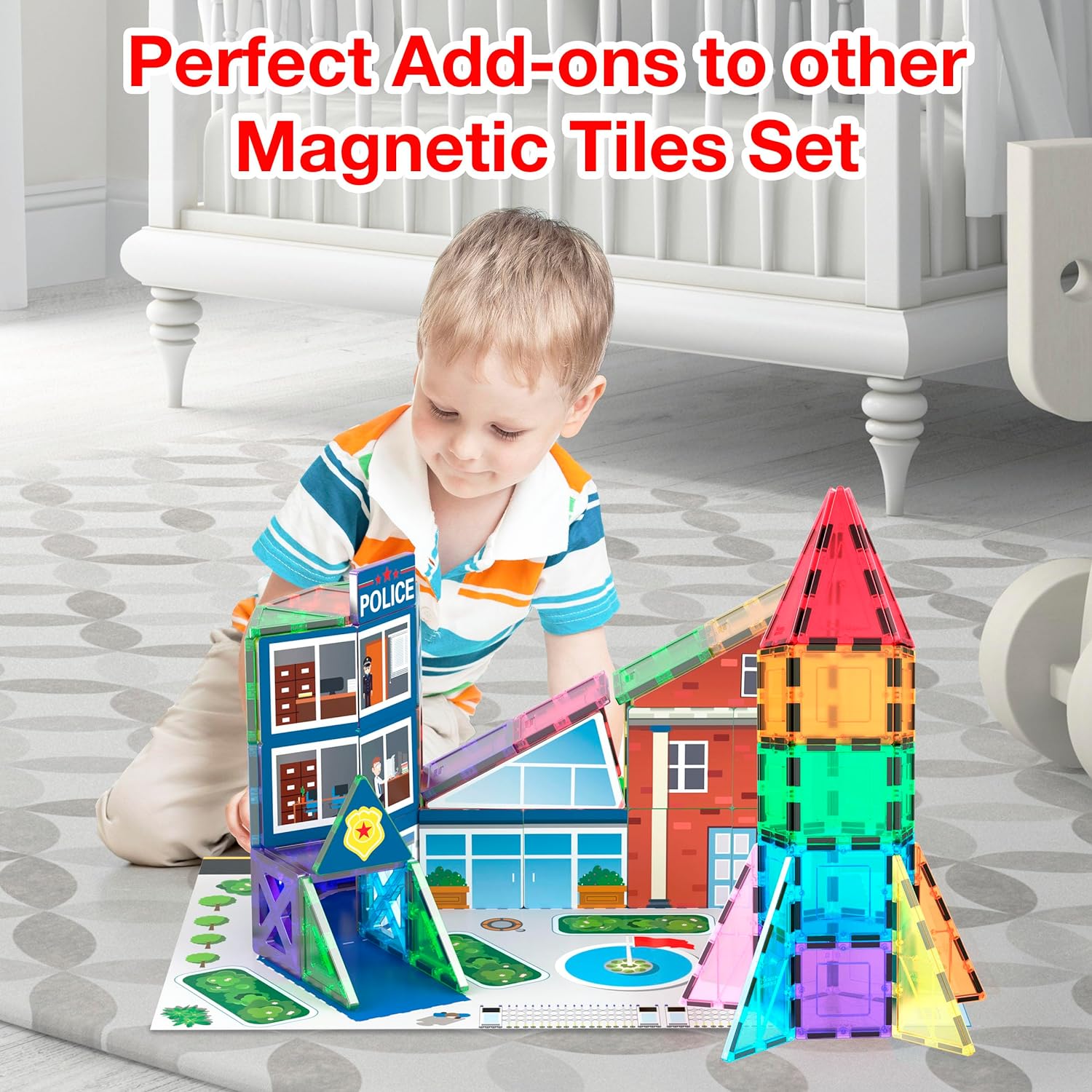 PicassoTiles 32 Piece Magnetic Building Block Rocket Booster Theme Set Magnet Construction Toy Educational Kit Engineering STEM Learning Playset Child Brain Development Stacking
