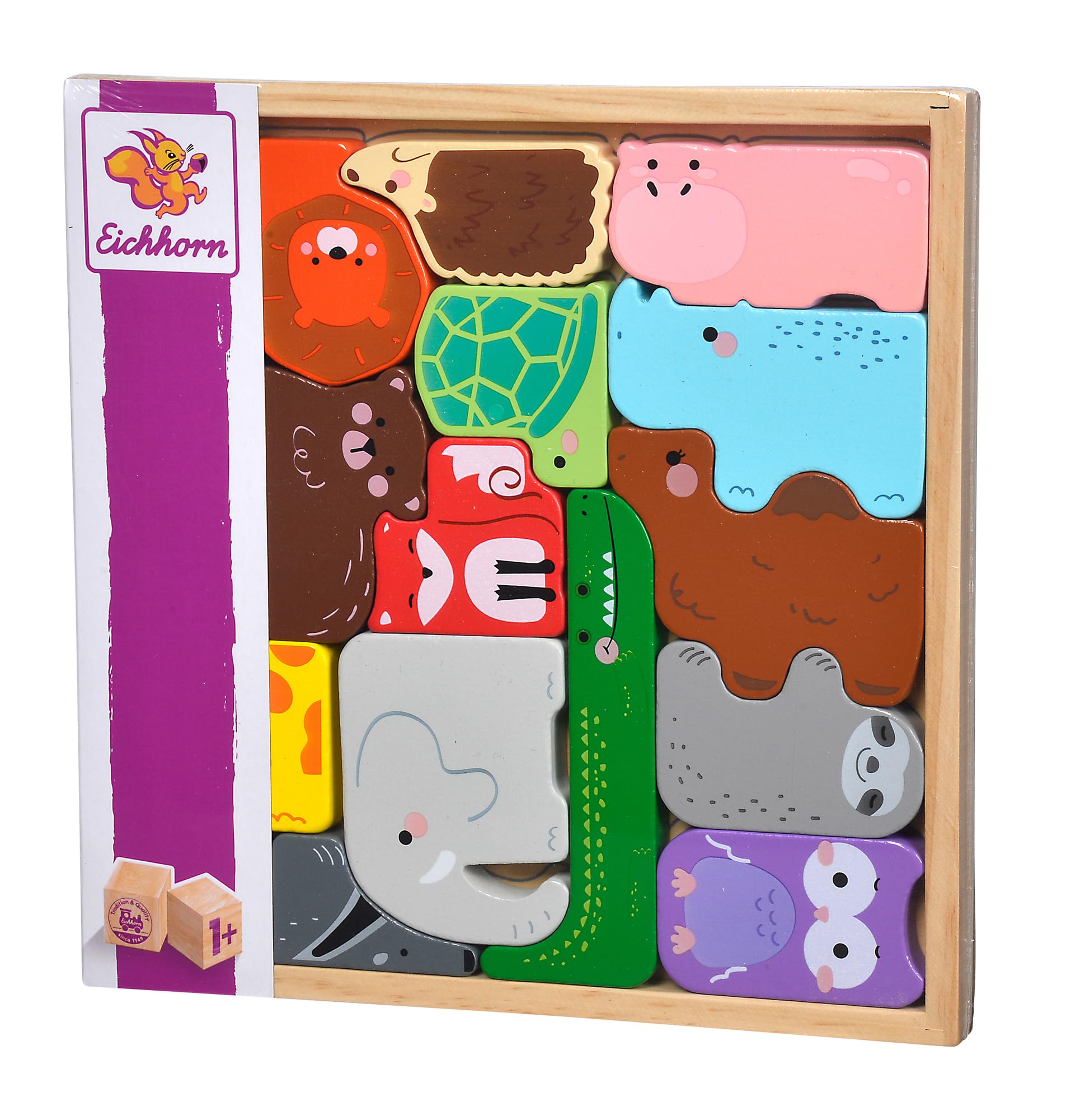 Eichhorn- Eh - Juego de Animales en Caja de Madera, Multicolor (4003046010008