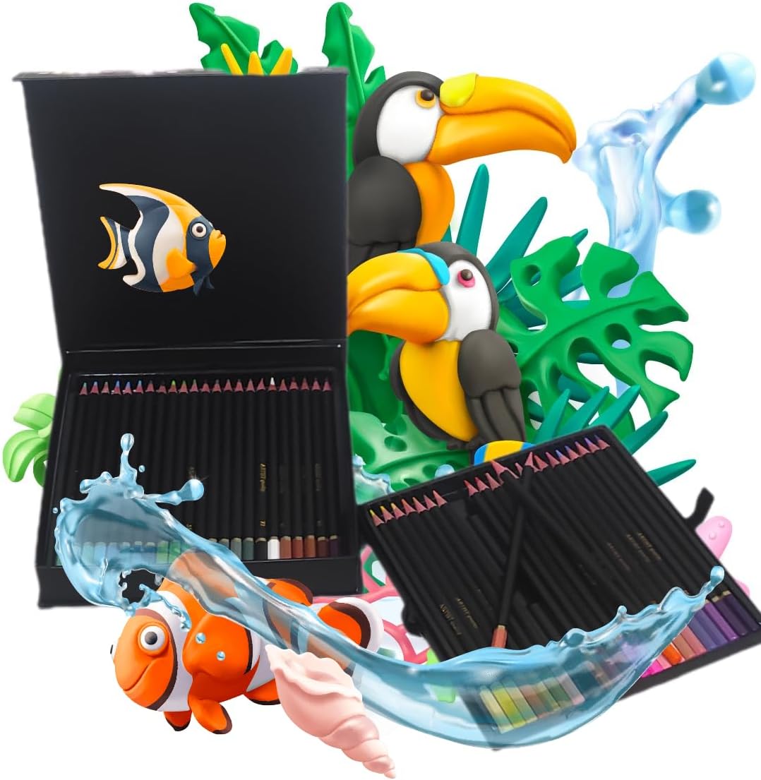 Colouring Pencils, Fine Point, 46 Units, with Magnetic Case