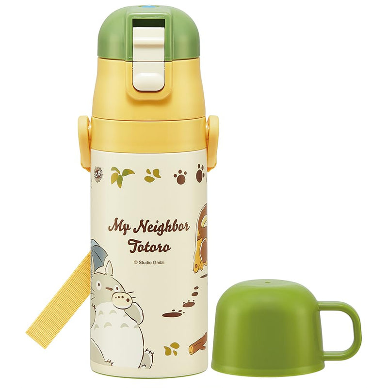 Skater SKDC3-A Children's Friendly, Lightweight, Stainless Steel, 2-Way Water Bottle, 11.8 fl oz (350 ml), My Neighbor Totoro Cat Bus, For Children, Direct Drinking, Cup, Includes Cup, Stainless Steel