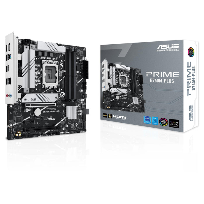ASUS Prime B760M-PLUS Intel B760 LGA 1700 mATX Motherboard (PCIe 4.0, M.2, Realtek 2.5Gb Ethernet, DP, HDMI, SATA 6Gbps, USB Type-C, Pre-Assembled I/O Protector, Aura Sync