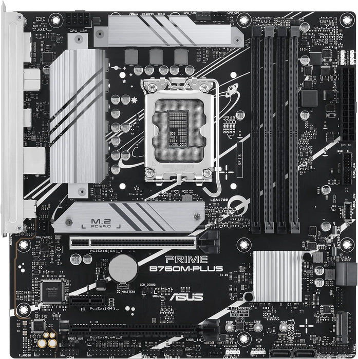 ASUS Prime B760M-PLUS Intel B760 LGA 1700 mATX Motherboard (PCIe 4.0, M.2, Realtek 2.5Gb Ethernet, DP, HDMI, SATA 6Gbps, USB Type-C, Pre-Assembled I/O Protector, Aura Sync