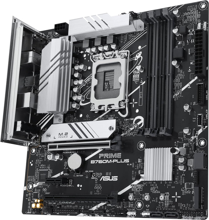 ASUS Prime B760M-PLUS Intel B760 LGA 1700 mATX Motherboard (PCIe 4.0, M.2, Realtek 2.5Gb Ethernet, DP, HDMI, SATA 6Gbps, USB Type-C, Pre-Assembled I/O Protector, Aura Sync
