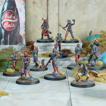 Modiphius Entertainment: Fallout Wasteland Warfare: Raiders - The Pack - 10 Unpainted Figures, Nuka World Wave, Miniatures Also Compatible w/Factions