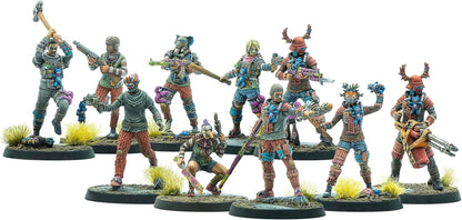 Modiphius Entertainment: Fallout Wasteland Warfare: Raiders - The Pack - 10 Unpainted Figures, Nuka World Wave, Miniatures Also Compatible w/Factions