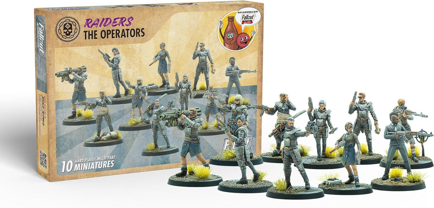 Modiphius Entertainment: Fallout Wasteland Warfare: Raiders - The Operators - 10 Unpainted Figures, Nuka World Wave, Miniatures Compatible w/Factions