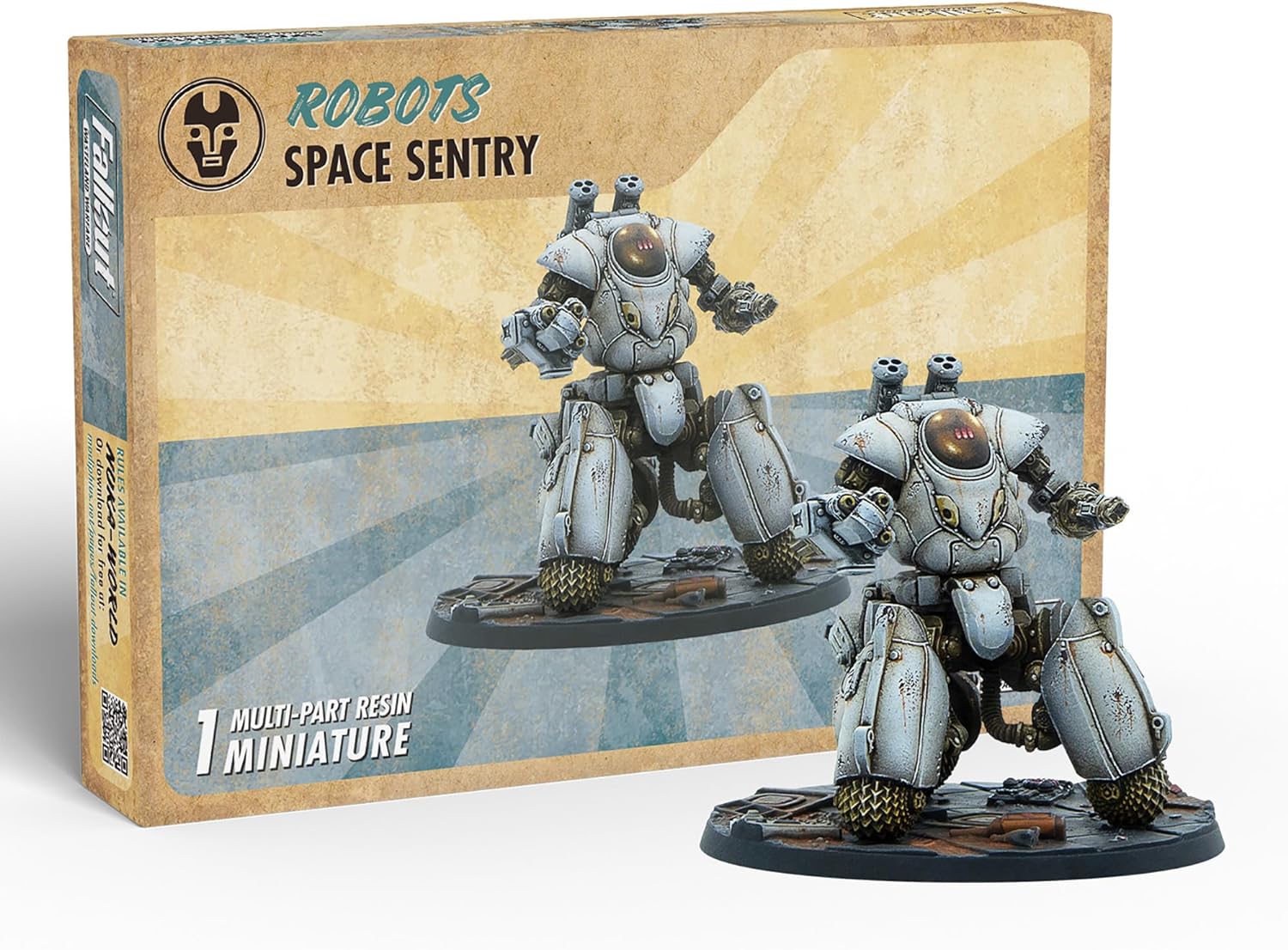 Modiphius Entertainment: Fallout: Wasteland Warfare - Robots: Space Sentry - 1 Figure, 32mm Unpainted Resin Miniatures, Tabletop RPG, Nuka World Wave