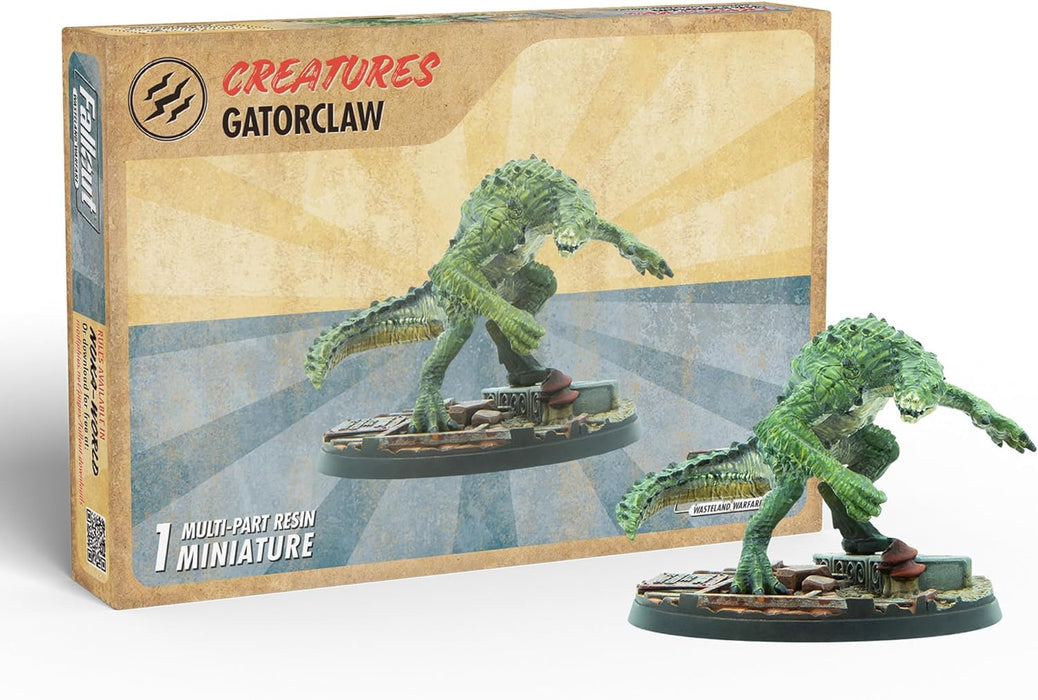 Modiphius Entertainment: Fallout: Wasteland Warfare - Creatures: Gatorclaw - 1 Figure, 32mm Unpainted Resin Miniature & Scenic Base, Tabletop RPG Game